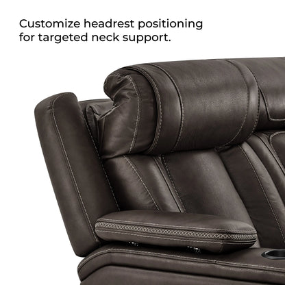 Sable Super Zero-Gravity Power Reclining Sofa with Reading Light & Drop-Down Table