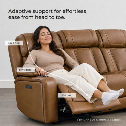 Sable Super Zero-Gravity Power Reclining Sofa with Reading Light & Drop-Down Table