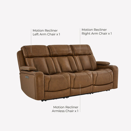Sable Super Zero-Gravity Power Reclining Sofa with Reading Light & Drop-Down Table