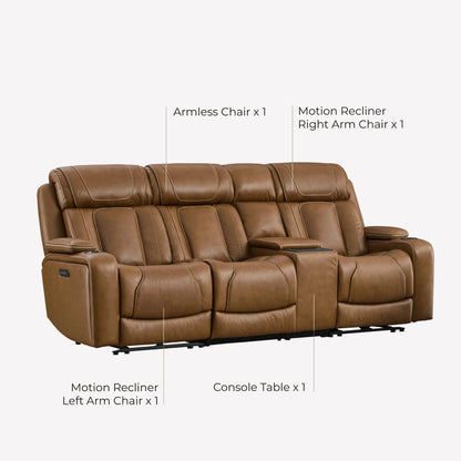 Sable Super Zero-Gravity Power Reclining Sofa with Reading Light & Drop-Down Table