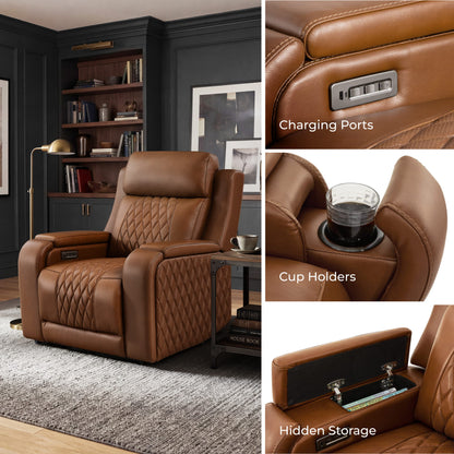 Victor Genuine Leather Power Recliner with Heat & Cooling