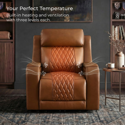 Victor Genuine Leather Power Recliner with Heat & Cooling