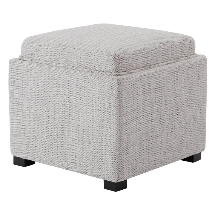 Stylish white cube ottoman with textured surface, perfect for modern living spaces - CHITA Living
