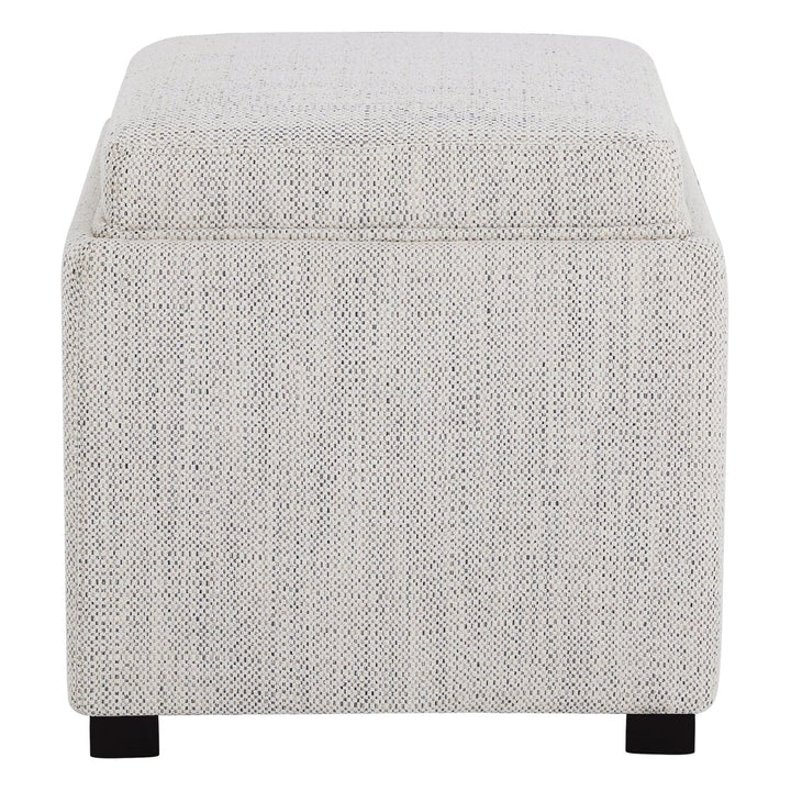 Textured white cube ottoman with lid, ideal for modern living spaces - CHITA Living