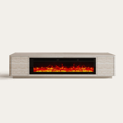 79" Aaron Travertine Electric Fireplace TV Stand