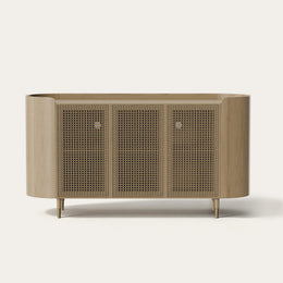 63" Renee Scandinavian Sideboard with Woven Rattan
