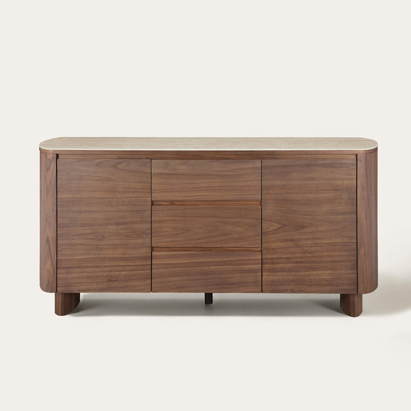 63" Chad Mid-Century Natural Wood Sideboard Buffet with Doors