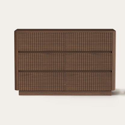 46" Coral 6-Drawer Fluted Double Dresser Sideboard