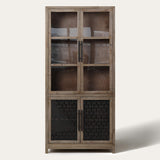 83'' Ethan Farmhouse Solid Wood Tall Display Cabinet Sideboard
