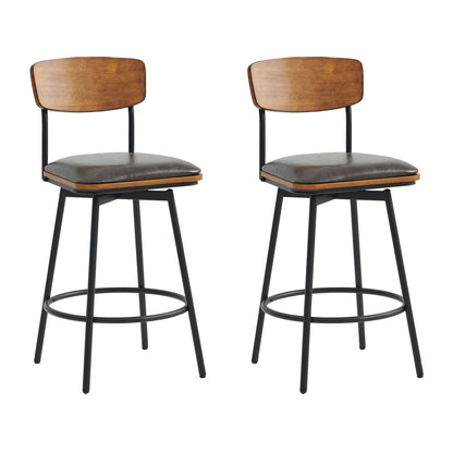 Aislinn swivel bar stools with wooden backs and gray cushions in modern kitchen - CHITA Living