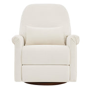 Aurora Power Swivel Nursery Glider Recliner, beige, front view with cushion on seat.
