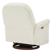 Aurora Power Swivel Nursery Glider Recliner, beige, back view with swivel base and control panel.