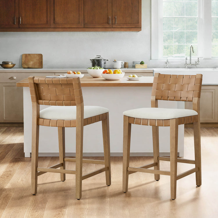 Aries Mid-century Modern Handwoven Counter Stool