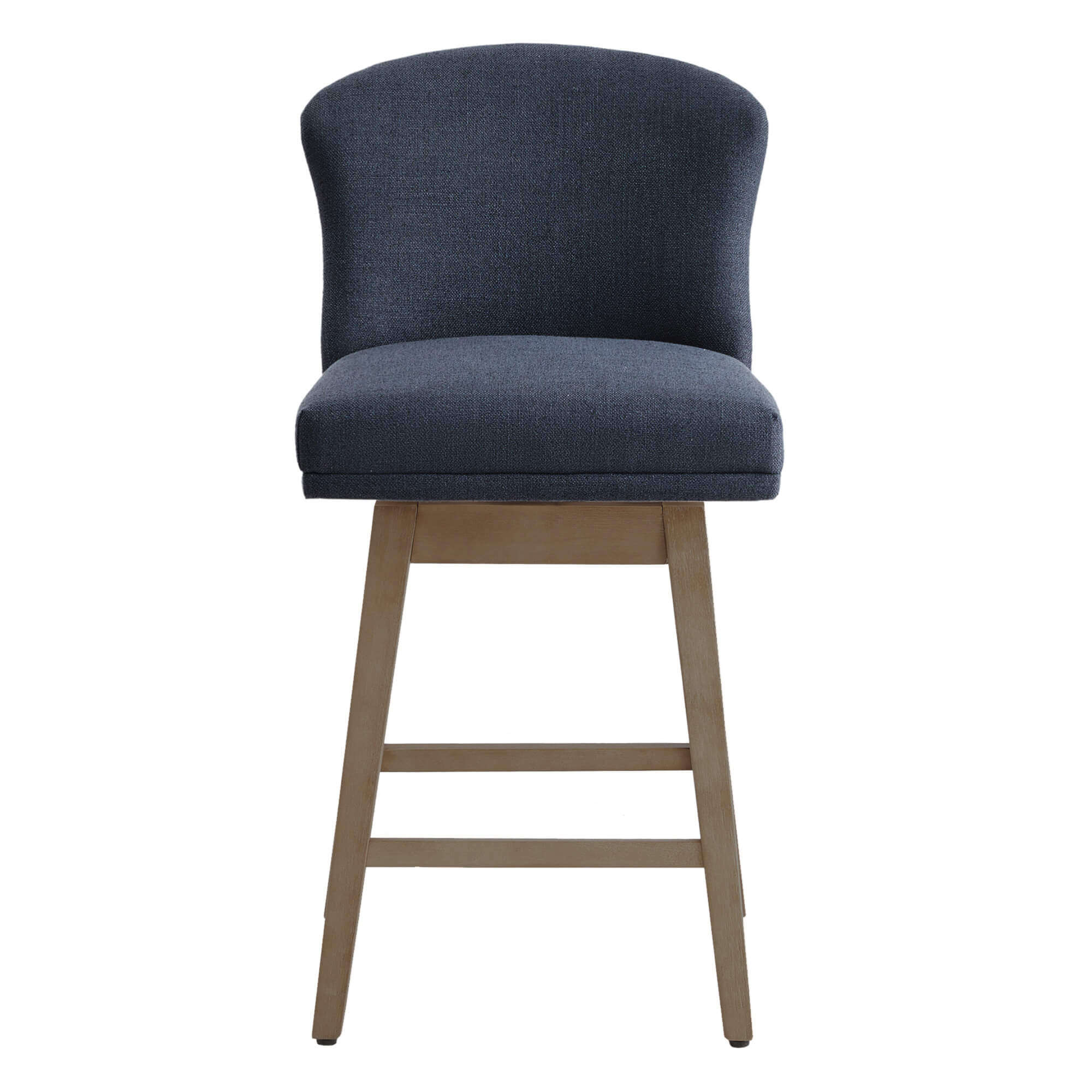 Dark fabric Avery swivel counter stool with curved back and light wooden legs - CHITA Living