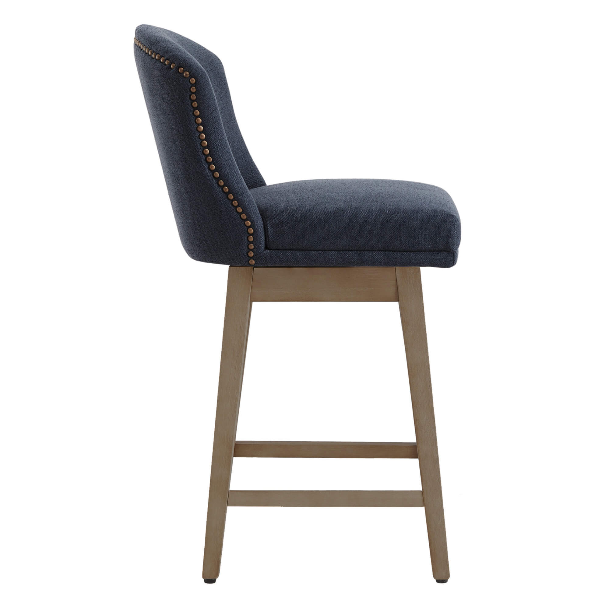 Stylish Avery swivel counter stool with padded seat, curved back, and light wooden legs - CHITA Living