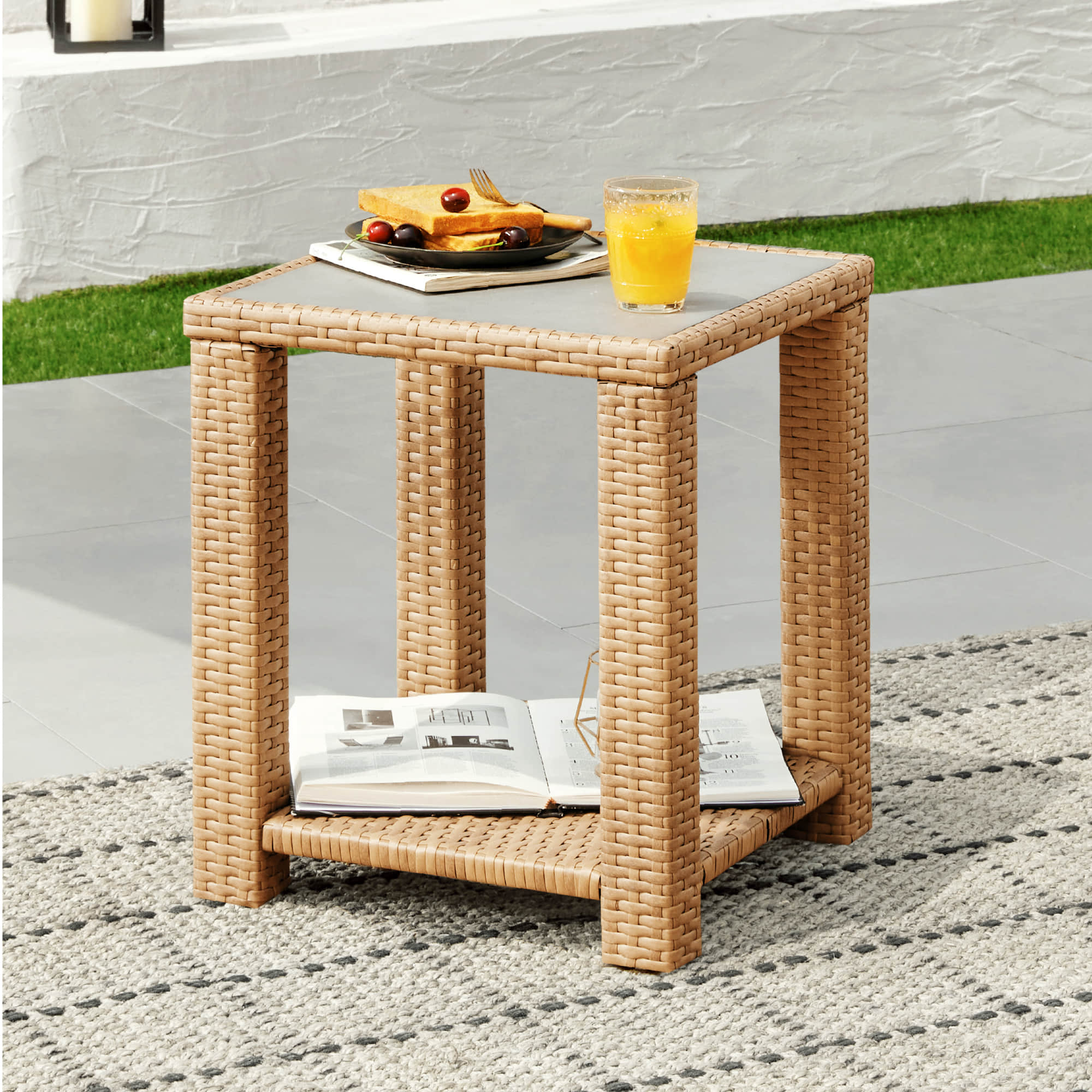 Calum Rattan Outdoor Side Table | Rattan Patio Seating – CHITA LIVING
