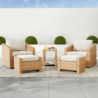 Stylish Calum Rattan outdoor seating set with cream cushions and side table - CHITA Living