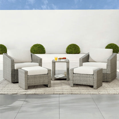 Calum Rattan outdoor set with light cushions and table for stylish relaxation - CHITA Living