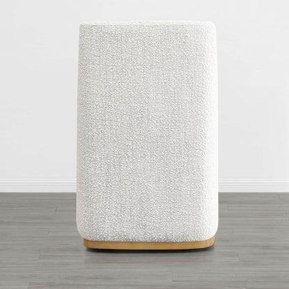 Back of cream wingback dining chair with curved wooden base in minimalist room - CHITA Living