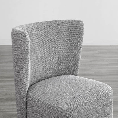 Gray textured wingback dining chair featuring a chic curved back design in modern setting - CHITA Living
