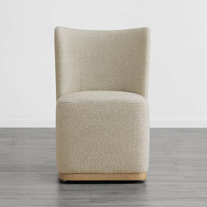 Beige textured wingback chair with sleek design in minimalist modern setting - CHITA Living