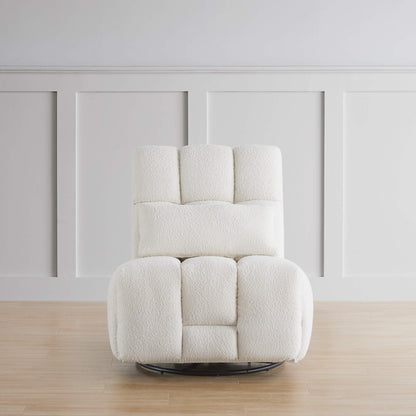 Cream Colin Bouclé Swivel Glider Recliner in modern interior with cozy design - CHITA Living