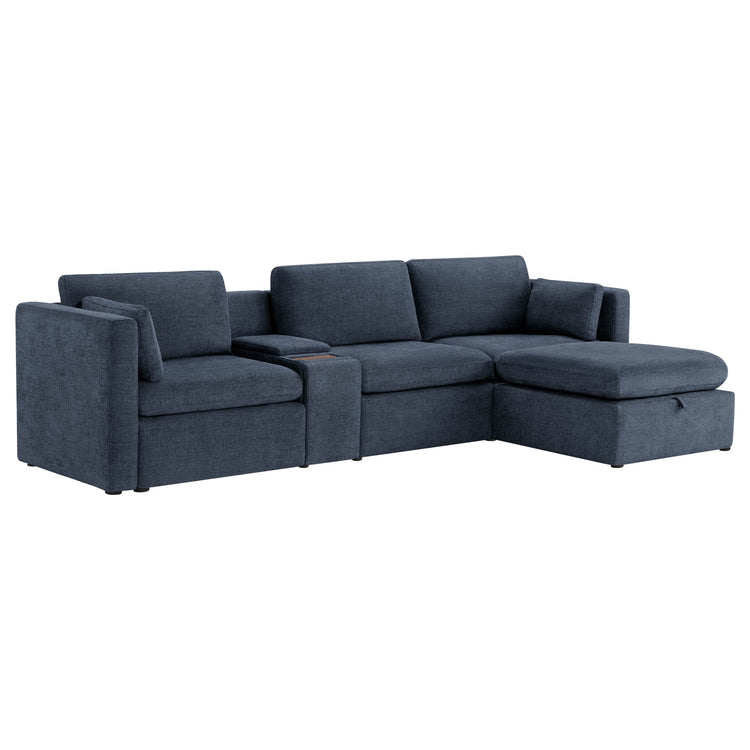 Delaney 4-Seat Modular Sofa Chaise with Storage Ottoman