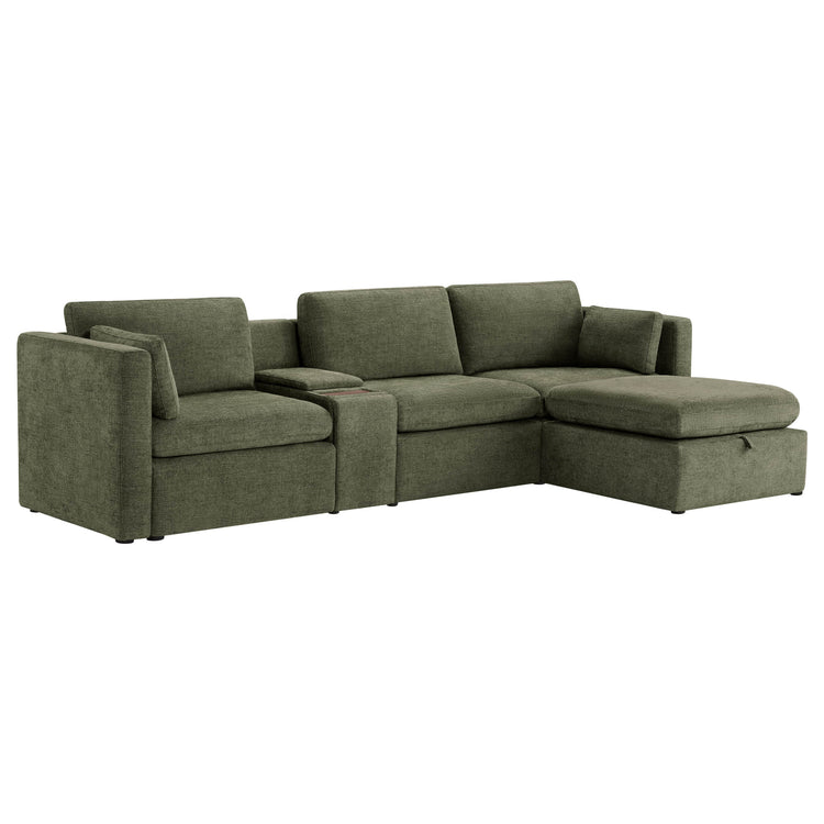 Delaney 4-Seat Modular Sofa Chaise with Storage Ottoman