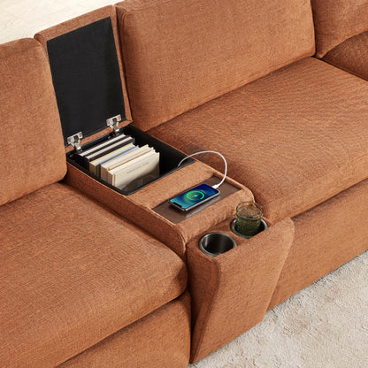Delaney 5-Seat Modular Sofa Chaise with Storage Ottomans