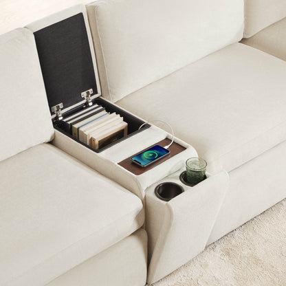 Delaney 5-Seat Modular Sofa Chaise with Storage Ottomans