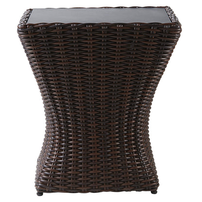 Stylish outdoor accent table with woven rattan design, perfect for patios or bistro sets - CHITA Living