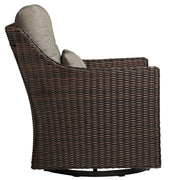 Brown rattan lounge chair with beige cushion, highlighting modern outdoor elegance - CHITA Living