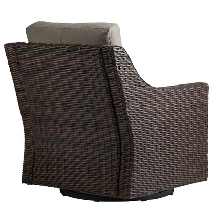 Elara rattan lounge chair with gray cushion in contemporary outdoor setting - CHITA Living