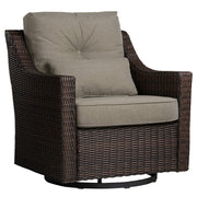 Elara rattan swivel chair with plush gray cushion for contemporary outdoor relaxation - CHITA Living