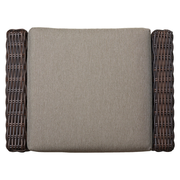 Gray outdoor cushion with rattan edges, designed for patio furniture - CHITA Living