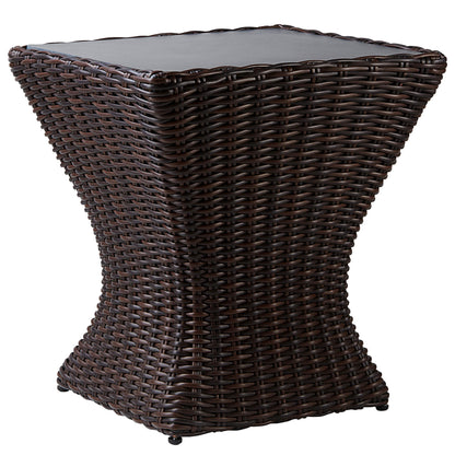 Woven rattan accent side table for outdoor patio spaces - CHITA Living