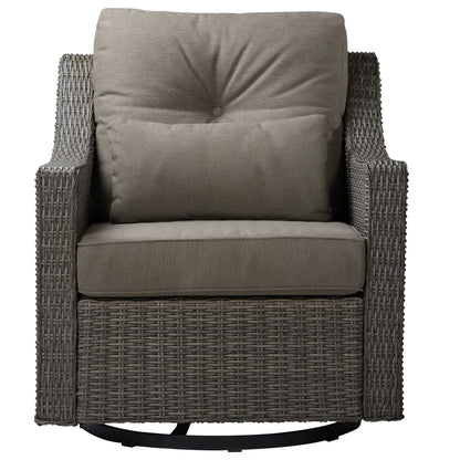 Elara outdoor rocking swivel accent chair with plush taupe cushions for modern patios - CHITA Living