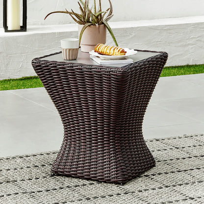 Elara Rattan Outdoor Side Table with modern design, perfect for patios and sunrooms - CHITA Living