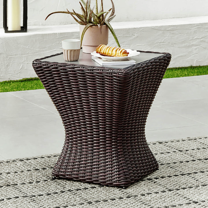 Elara Rattan Outdoor Side Table with modern design, perfect for patios and sunrooms - CHITA Living