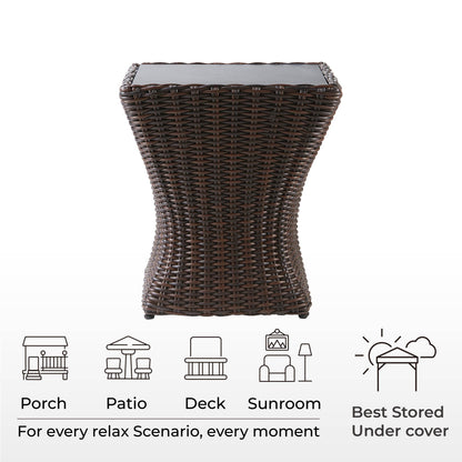 Elara Rattan Outdoor Side Table ideal for patio, porch, deck, and sunroom with safety tips - CHITA Living