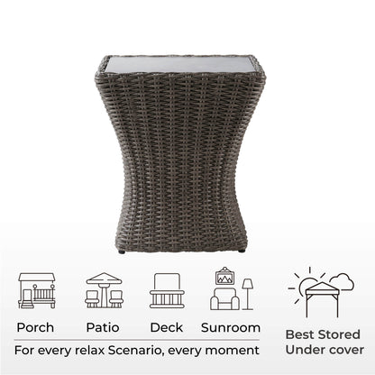 Elara Rattan Side Table with woven design, ideal for patio, porch, and sunroom use - CHITA Living