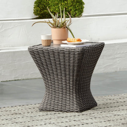 Stylish Elara Rattan Outdoor Side Table with woven design for patios and outdoor spaces - CHITA Living
