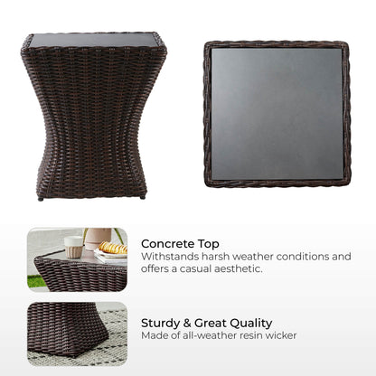 Elara Rattan Outdoor Side Table with concrete top for durability and style - CHITA Living