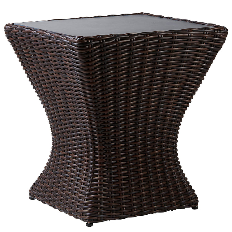 Elara Rattan Outdoor Side Table with modern woven design for patios and sunrooms - CHITA Living
