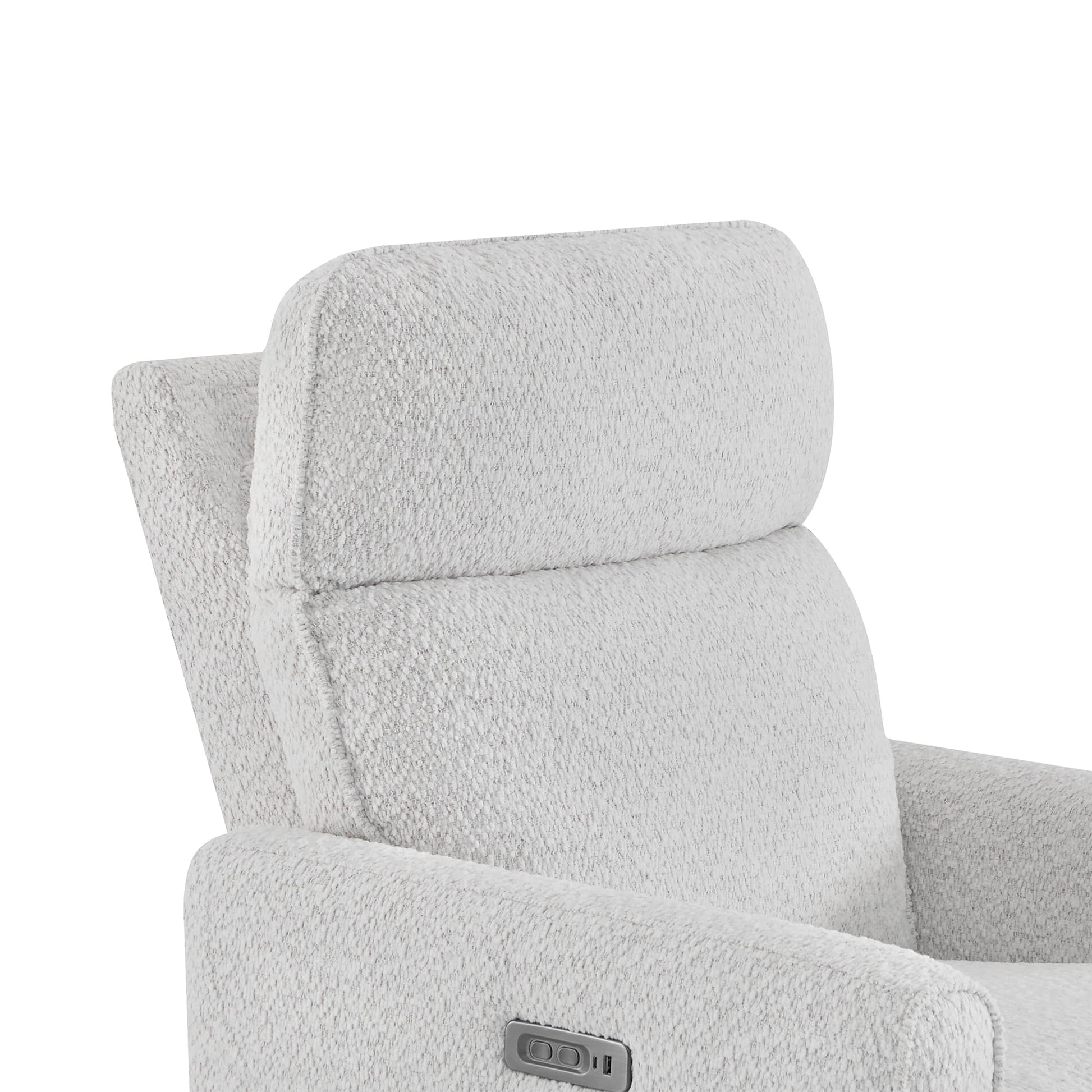 Elysian Power Swivel Glider Recliner headrest with soft textured fabric - CHITA Living