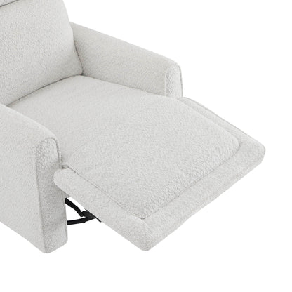 Elysian Power Swivel Glider Recliner with extended footrest in soft white fabric - CHITA Living
