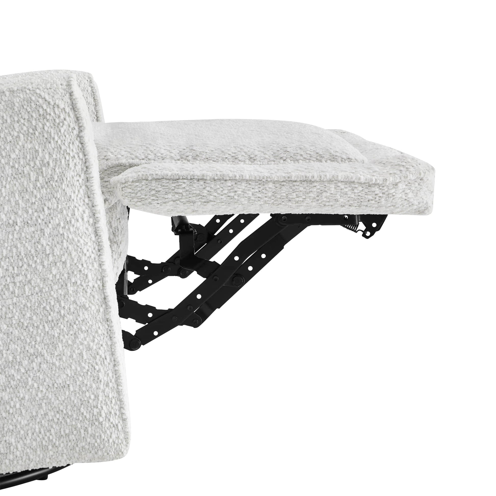 Adjustable footrest of Elysian Power Swivel Glider Recliner in soft white fabric - CHITA Living