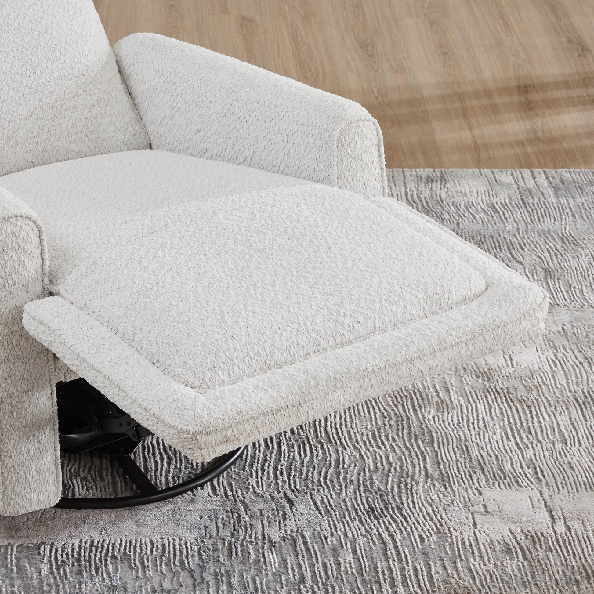 Elysian power swivel glider recliner with adjustable footrest in white fabric - CHITA Living