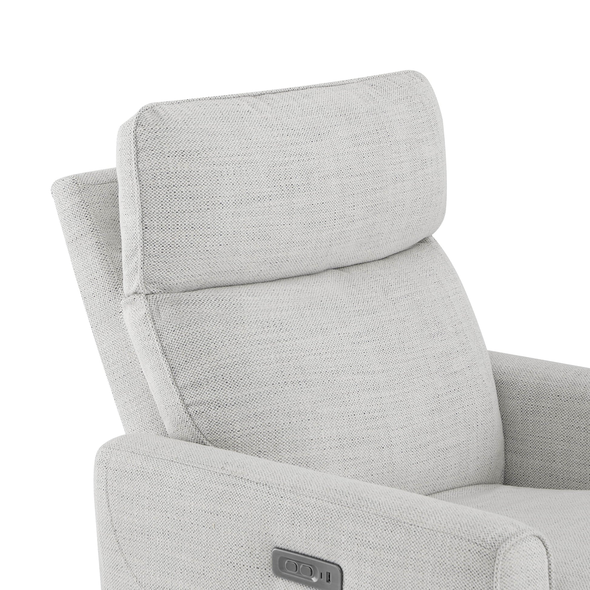 Elysian Power Swivel Glider Recliner with adjustable headrest in light gray fabric - CHITA Living