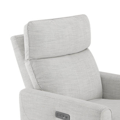Elysian Power Swivel Glider Recliner with adjustable headrest in light gray fabric - CHITA Living